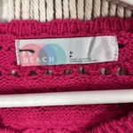 Free People Womens Knit Crop Top Long Sleeve Sheer Magenta Size Small open back Photo 1