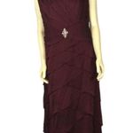 JADE BY JASMINE J9914Tiered sleevless maxi dress in cranberry size 18 Photo 2