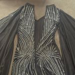 Women’s Black Sheer BodyCon Jumpsuit Silver Accents Bat Wing Sleeves **Size S Photo 9