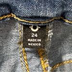 True Religion  Size 24 Medium Light Blue Wash Halle Mid Rise Raw Hem Skinny Jeans Photo 6