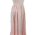 AQUA Pink Striped Maxi Sleeveless Spaghetti Straps Long Dress 100% Cotton Small Photo 3