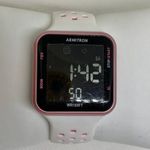 Armitron digital women watch pink white tone 38mm quartz silicone band running Photo 0