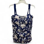 Jantzen   Blue and White Ruched Tank Top size 10 Photo 1