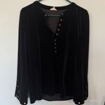 Tribal Jeans Black Velvet Keyhole Top Women's Size Small Petite Photo 0