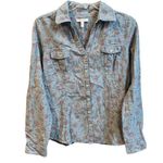 Delia's Delia’s Floral Button Down Shirt Denim Blue Size Large Photo 0