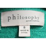 Philosophy Green V-Neck Sweater Classic Soft Knit Long Sleeve Pullover Size S Photo 2