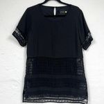 Lysse  Black Crochet Short Sleeve Blouse Womens M Swimsuit Coverup Beachy Top Photo 0