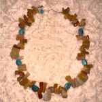 Vintage STERLING SILVER CHUNKY TURQUOISE & AGATE NECKLACE Green Photo 3