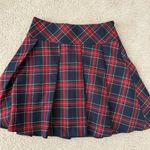 Collegiate Mini plaid pleated navy blue and red skirt in size small Photo 2