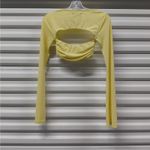 White Fox Boutique White Fox Womens Crop Top XS Yellow Long Sleeve Cutout Open Back Y2K Coquette Photo 3