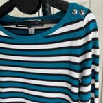 White House | Black Market WHBM Henley Sweatshirt Blouse Pullover Striped Sweater Boat Neck Casual, Size S Photo 3