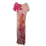Anthropologie  NWT Short Sleeve Floral Satin Maxi Slip Dress Pink Combo Size M Photo 3