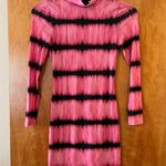 Alice + Olivia  Delora Pink Tie Dye Dress Mock Neck Exposed Back Zip Celeb Style Photo 7