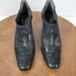 J Renee Women's Shoes 7 Black Leather Reptile Embossed Slip On Block Heel Bootie Photo 5