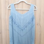 Holy Clothing Womens Maxi Dress Size 2X Blue Chambray Embroidered Boho Romantic Photo 1
