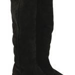 Moschino  Cheap and Chic Knee High Boots Suede Faux Fur Lined Heeled Brown 7 Photo 0