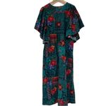 Women’s Vintage Hawaiian Maxi Dress size Medium Teal Floral Tribal Kaftan Casual Multiple Photo 3