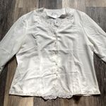 Vintage 90s Satin Beaded Pearl Lace Silk White Going Out Top 14 Old Money Luxury Photo 0