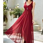 Ever Pretty  V-Neck High Low Chiffon Evening Party Dress Size US 6 Burgundy Photo 0