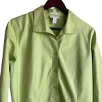 Chico's ‎ Women Cotton Top L Green Cotton Fitted Button Up Stretch Office Travel Photo 9