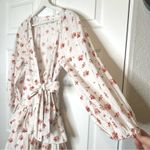 Maia Bergman Ines Floral Print Mini Eyelet Ruffle Dress Larges White Size L Photo 5