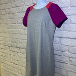 Title Nine  Medium Unconventional Dress Sensitive Stretch Gray Raspberry Coral Photo 6