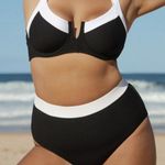 Berlook Black Contrast Trim Plus Size Bikini Top and Bottom Photo 0