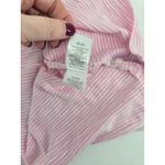 Talbots  Pink White Striped V Neck Short Sleeve Polo Shirt Top Womens Size Large Photo 4