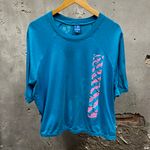 Ocean Pacific Vintage 1980s Teal Blue Boxy Distressed Double Sided T-Shirt XL Photo 5