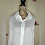 easel Puffy Long Sleeve White Button Up Crinkle Blouse with Tie Wrists Size M Photo 2