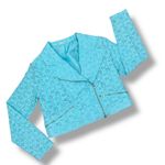 Cato Lace Full Zip Cropped Boho Moto Jacket Turquoise Teal Blue Large Photo 11