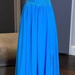 Women’s Blue Prom Party Dress Full Length with Leg Slit 4 **READ DESCRIPTION Photo 0