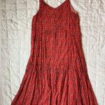 Joie  100% Cotton Red & Pink Patterned Flowy Tiered Bohemian Midi Dress - Small Photo 3