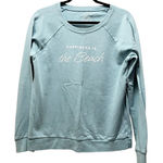 Happiness Is... the Beach Teal Blue Crew Neck Pullover Sweatshirt Size Medium Photo 0