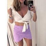 ASHLEY PARKER x RTR Women's Purple 100% Cotton Eyelet Wrap Mini Skirt Size 2 Photo 0