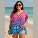 Colorful Mermaid Print Coverup. Fits Sizes XL Photo 8