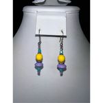 Pastel‎ Wooden Bead dainty Dangle Earrings Yellow Photo 5