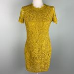 ZARA NWT  Yellow Guipure Lace Dress Keyhole Back Rope Lace Size S Photo 2