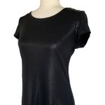 AUW Y2K Faux Leather Mini Dress Black Size Small Sexy Fitted Short Sleeve Photo 2