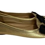 Kate Spade NY 7M Gold Leather Ballet Flats Loafer Moccasin w/ Bow Metallic NWOB Size 7 Photo 3