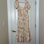 Love Shack Fancy Angie Linen Cream & Pink Floral Midi Dress Size 0 - Broken Zip Photo 1