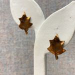 Vintage Copper Leaf Screw Back Earrings Sterling Nature Inspired Autumn Jewelry Brown Photo 2