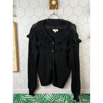 Umgee Black Knit Women's Cardigan Sweater with Ruffle Detail - Size - Medium Photo 4
