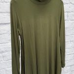 Karlie Mock Neck Solid Long Sleeve Dress Size L Olive Green Pockets New Photo 1