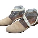 Anthropologie Howsty Suede/Leather with Raffia Braided strap shoes. Sz. … Tan Photo 0