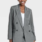 A New Day Oversized Double-Breasted Relaxed Fit Pinstripe Blazer Gray Size L NWT Photo 1
