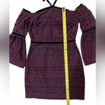 Likely  Purple Sheer Eyelet Lace Panel Over Black Velvet Trim Mini Dress Size 4 Photo 7
