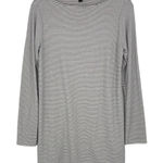 J.Jill Womens Striped Boat Neck Long Sleeve Split Hem Tunic Rayon‎ Shirt Small White Photo 0