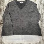 Calvin Klein Womens Sz 1X Black V Neck Sweater With Shirttails Salt And Pepper Photo 1