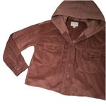 American Eagle AEO Women’s Mauve/pink Casual Copped Corduroy Jacket With A Hood Size SM Photo 1